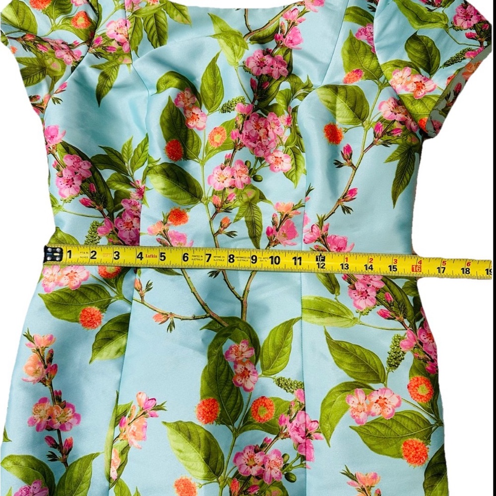 Talbots Floral Dress 6 Lite Blue Short Sleeve Wedding Guest Summer Garden party - Picture 8 of 14